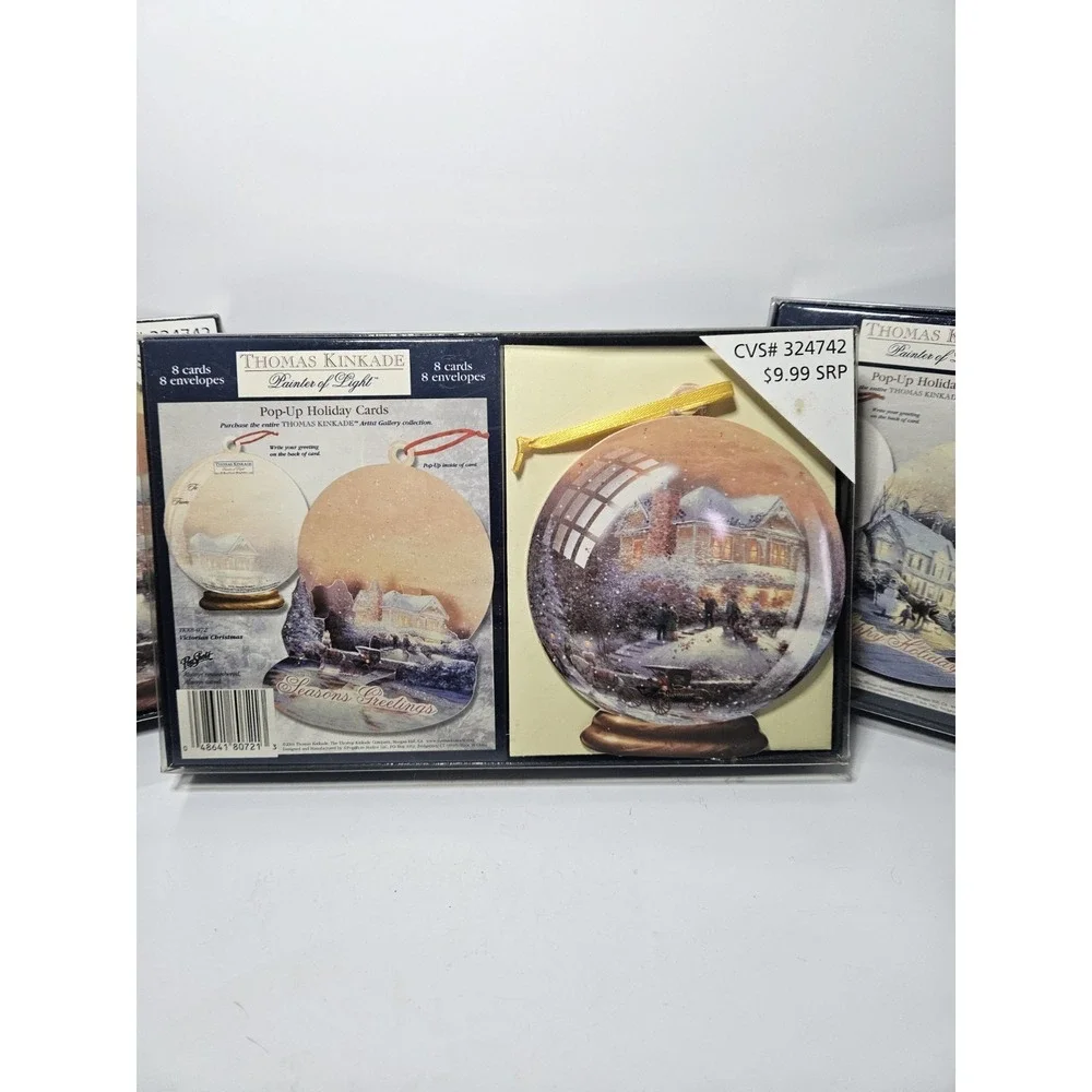 Thomas Kinkade Painter of Light Pop Up Christmas Cards Lot 3 Packs 2004 Vintage